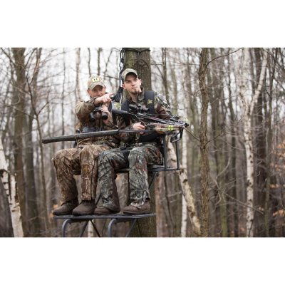 15' Ladder Tree Stand Deer Hunting 2 Man Cockpit Padded Seats Ladderstand 