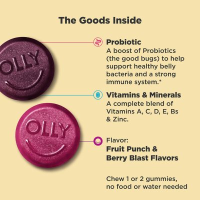 OLLY Kids Multivitamin + Probiotic Gummy, Berry (160 ct.)