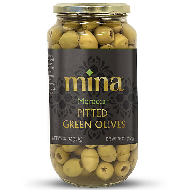 Mina Pitted Green Olives 32 oz.