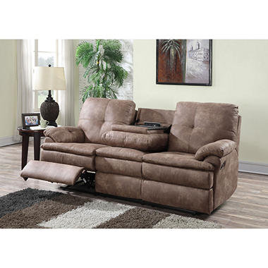 Buck Fabric Reclining Sofa with Two Cup Holders