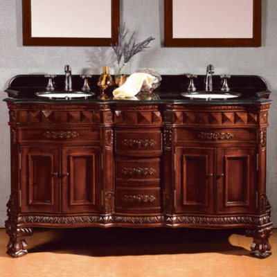 OVE Decors Buckingham 60 in W x 21 in D Dark Cherry Double Sink ...