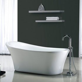 OVE Decors Rachel 70 in White Acrylic Freestanding Slipper Bathtub