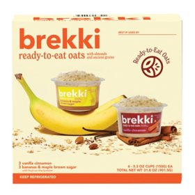 Brekki Ready-to-Eat Oats Variety Pack, 5.3 oz., 6 ct.