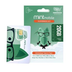 Mint Mobile Sim Kit Bundle (includes 3 Month Plan - 15GB/Mo)