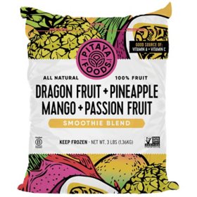 Pitaya Foods Dragon Fruit, Pineapple, Mango, and Passion Fruit Smoothie Blend, Frozen, 3 lbs.