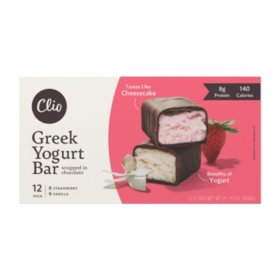 Clio Greek Yogurt Bar, Strawberry & Vanilla, 12 pk.