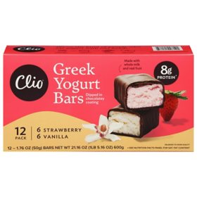 Clio Greek Yogurt Bar, Strawberry & Vanilla, 12 pk.