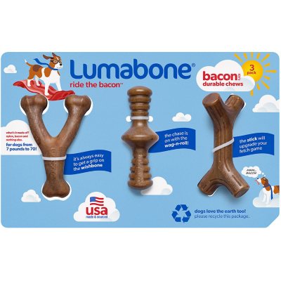 Lumabone Durable Chew Toys Bacon Flavored 3 pk. Sam s Club