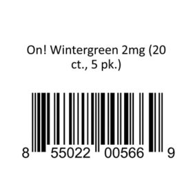 On! Wintergreen 2mg 20 ct., 5 pk.