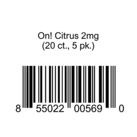 On! Oral Tobacco, Citrus, 2mg 20 ct., 5 pk.