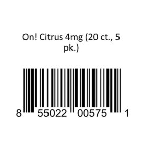 On! Oral Tobacco, Citrus, 4mg, 20 ct., 5 pk.