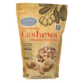 Glenda's Farmhouse Whole Natural Unsalted/Unroasted Cashews 26 oz.
