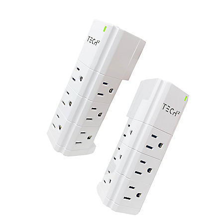 Tech Squared Wall Plug with 9 AC Outlets and 2 USB Ports