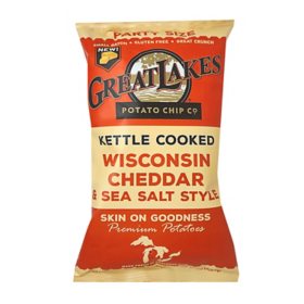 Great Lakes Wisconsin Cheddar & Sea Salt Kettle Cooked Potato Chips, 22 oz.