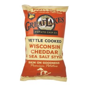 Great Lakes Wisconsin Cheddar & Sea Salt Kettle Cooked Potato Chips, 22 oz.