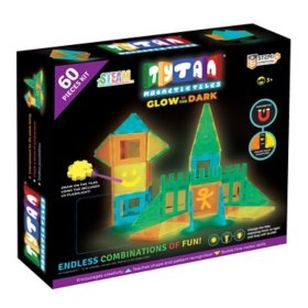 Tytan Glow-in-the-Dark Magnetic Learning Tiles, 60 Piece Building Set,  STEM  Focused