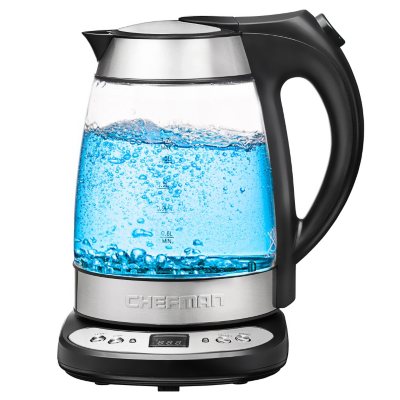 Chefman Electric Glass Kettle with Tea Infuser - Stainless Steel