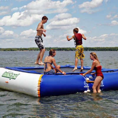 Inflatable water outlet trampoline