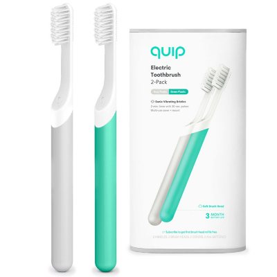 quip Electric Toothbrush, Green Plastic + Gray Plastic (2 pk.) - Sam&#39;s Club