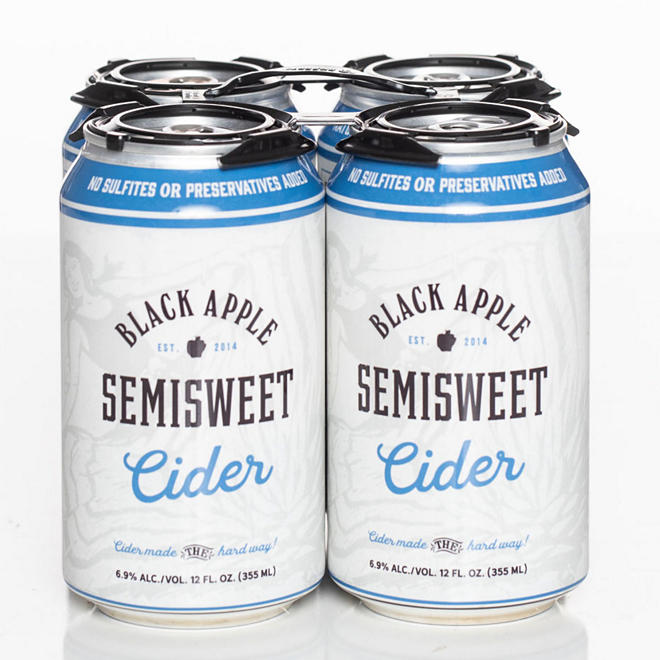 Black Apple Semi-Sweet Cider (12 fl. oz. can, 4 pk.)