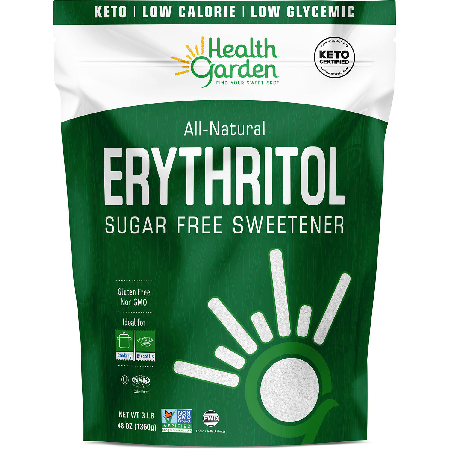 Erythritol Natural Sweetener Health Garden (3 LB)