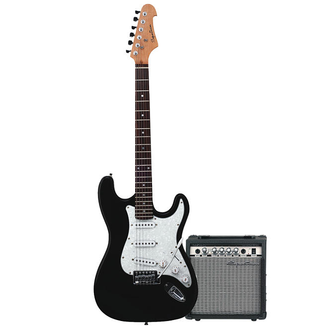 Spectrum AIL 278 - Solid Body Full Size ST Style Electric Guitar with 10 Watt Guitar Amplifier