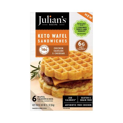 Julian's Recipe Keto Wafel Breakfast Sandwiches, Frozen (6 ct.) - Sam's Club