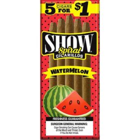 Show Cigarillos, Spiral Watermelon, Pre-Priced 5 cigarillos for $1.00, 15 pk.