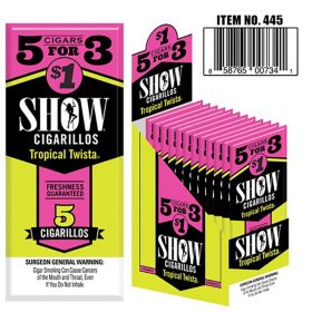 Show Cigarillos, Tropical Twista, Pre-Priced 5 cigarillos for $1.00, 15 pk.