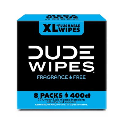 DUDE Wipes Flushable Wipes, Extra Large, Fragrance-Free Wipes (400