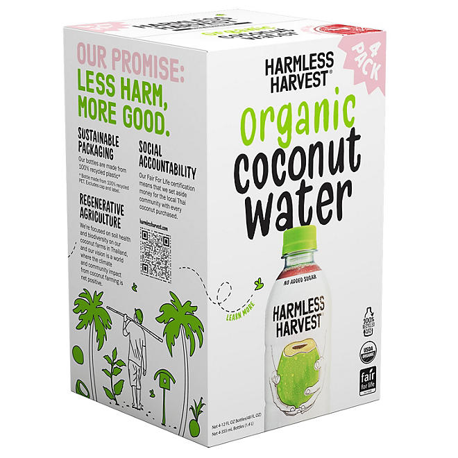 Harmless Harvest Organic Coconut Water 12 oz., 4 pk.