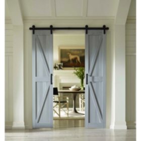 Four Seasons Outdoor Products Split Barn Door Charleston Grey Board And Batten Select Sizes Sam S Club