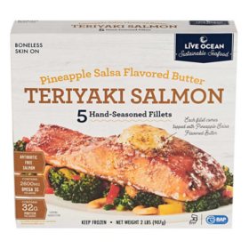 Live Ocean Pineapple Salsa Flavored Butter Teriyaki Salmon, Frozen, 5 ct.