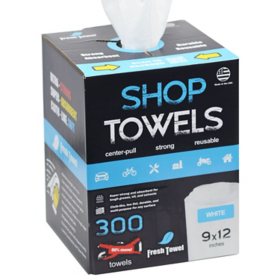 Fresh Towel Center Pull Shop Towels, White, 9" x 12" (300 ct.)