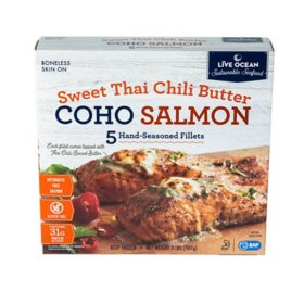 Live Ocean Seafood Sweet Thai Chili Butter Coho Salmon, 5 ct.