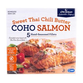 Live Ocean Seafood Sweet Thai Chili Butter Coho Salmon, 5 ct.