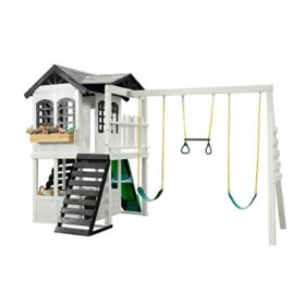 2MamaBees Reign Two Story Playhouse with Swing Attachment