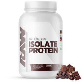 RAW 25g Grass Fed Whey Isolate Protein Powder, Dark Chocolate 1.97 lbs.