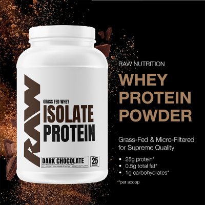 Grass Fed Whey Protein Isolate Powder - Dark Chocolate (1.97 Lbs. / 25  Servings) by RAW at the Vitamin Shoppe