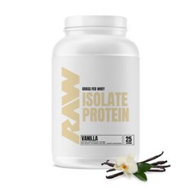 RAW Nutrition 26g Grass Fed Whey Isolate Protein Powder, Vanilla,1.97 lbs.