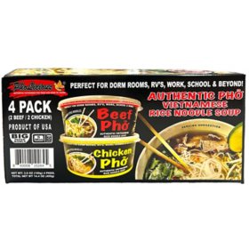 PhoLicious Authentic Pho Vietnamese Rice Noodle Soup, Variety Pack 4 pk.