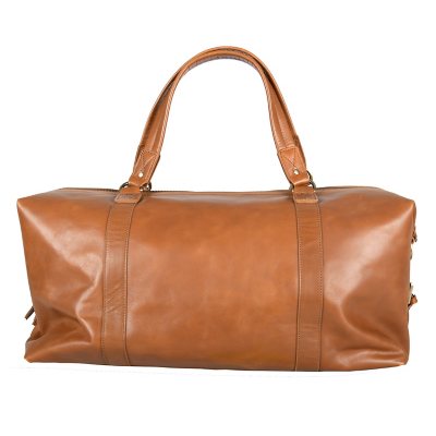 Personalized Large Buffalo Leather Weekend Bag in Tan Brown – MAHI