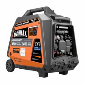 Genmax Portable Inverter Generator, 4800-Watt Remote Start CO Sensor, Light-Weight With Telescopic Handle And Wheels