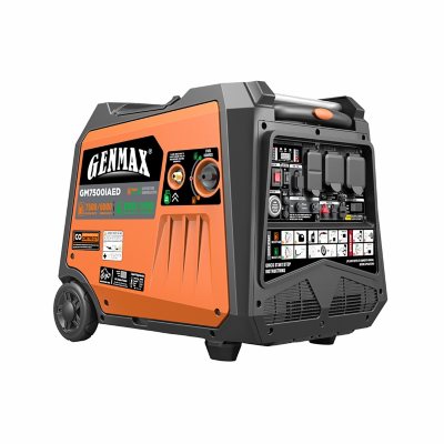 Genmax Portable Inverter Generator, 7500-Watt Dual Fuel Remote Start CO Sensor, With Telescopic Handle And Wheels