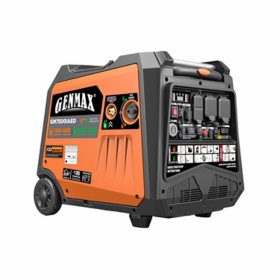 Genmax Portable Inverter Generator, 7500-Watt Dual Fuel Remote Start CO Sensor, With Telescopic Handle And Wheels