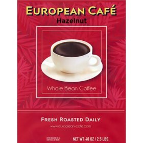 European Café Medium Roast Whole Bean, Hazelnut, 40 oz.