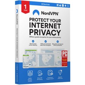 NordVPN Internet Security and Privacy Software for Windows/MacOS/Android/iOS/Linux - 6 Devices - 12-month VPN Subscription