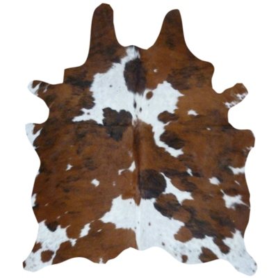 Small Tricolor Brazilian Cowhide Rug Cow Hide Skin Leather Area Accent Rug 