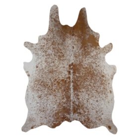 Decohides Real Cowhide Rug, Salt and Pepper Brown and White