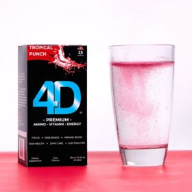4D Clean Energy Premium Dietary Supplement, Tropical Fruit Punch, 25 ct.